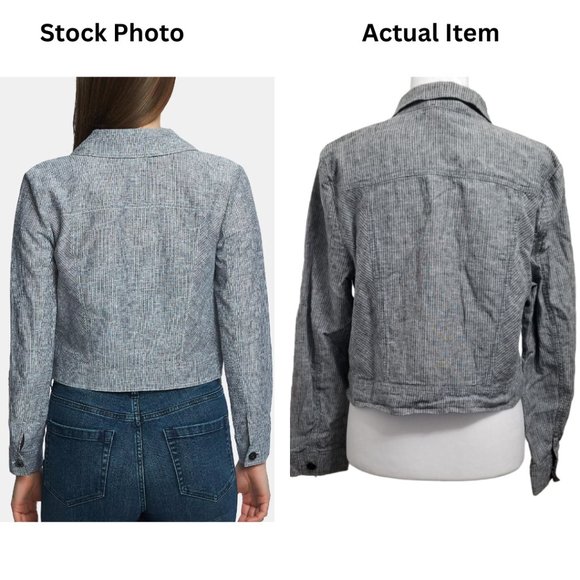 1. State Boardwalk Stripe Crop Trucker Jacket - Picture 2 of 12